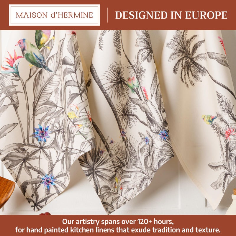 Maison d' Hermine Kitchen Towels Set of 3 100% Cotton 20" x 27.5" Reusable Cloth Tea Dish Towels Absorbent with Hanging Loop for Kitchen Dining Thanksgiving Christmas Decorations (Amazonia) - Image 2